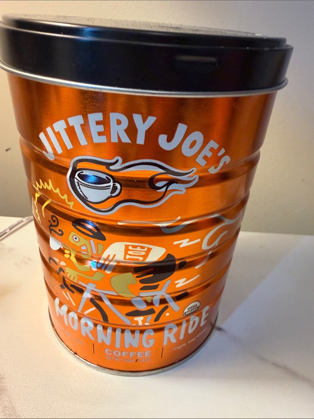 Morning Ride Orange Empty Coffee Tin